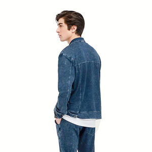Veste en jean de couleur bleu foncé pour hommes de haute qualité avec col rabattu en fausse fourrure et doublure intérieure pour veste en jean pour hommes - Product Image 3