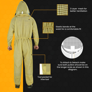 ชุดสูทผึ้งแบบปรับแต่งได้สำหรับผู้ชายชุดคลุมทำงานสีเหลืองบริการ OEM ชุดผึ้งระบายอากาศได้ดีสำหรับโรงงาน - Product Image 2