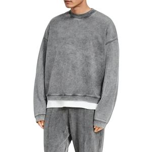 Sudadera Oversize Vintage de Estilo Urbano para Hombre, 400 gsm, Hombros Caídos, Cuello Redondo, Lavado Ácido, Colección 2026 - Product Image 2