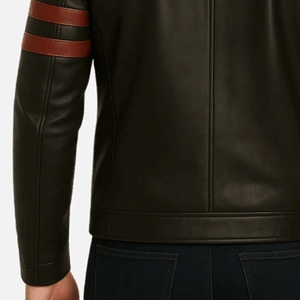 Chaqueta de cuero de motorista de piel de cordero auténtica a la moda negra para hombre, chaqueta Clásica de Invierno para motocicleta con cuello levantado - Product Image 6