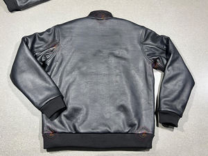 Vestes bomber en cuir de vache véritable sur mesure en gros, style varsity, fermeture éclair sur le devant, vêtements de rue, coupe-vent d'hiver - Product Image 3