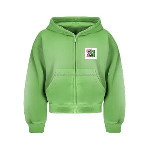 เสื้อมีฮู้ดผ้าขนแกะหนา460 GSM มีซิปรูดขึ้นสำหรับฤดูหนาวโลโก้ตามสั่งปักผ้าขนนุ่มสีเขียวเสื้อฮู้ดพื้นฐาน - Product Image 1