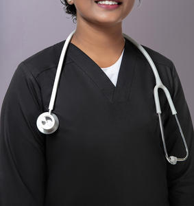 Custom Unisex Summer Nursing Scrubs Uniform Set for Hospital Use Short Sleeve <b>Stretchy</b> Polyester Spandex <b>Fabric</b> - Product Image 4