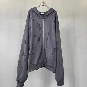 Streetwear personnalisé Fabrication Sweat à capuche zippé de qualité supérieure Design vieilli Sweat à capuche lourd Streetwear Fabricant de vêtements - Product Image 2