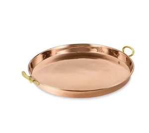 Bandeja de servicio de cobre Diseño real Mango de aluminio Martillado Artesanía redonda Bandeja de cobre - Product Image 4