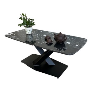 Table basse rectangulaire moderne avec plateau en pierre durable et pieds en fer 120x60x45cm Meubles de salon-TT68106 - Product Image 5