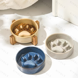 Tazón automático de cerámica moderno para perros y gatos, Comida Lenta ajustable, antiasfixia, cachorro de tamaño mediano 3 en 1 - Product Image 1