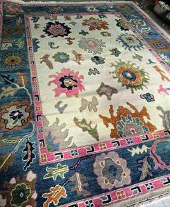 Tuscan White Pink Teal Turkish Oushak realizzato in lana 100% tappeto naturale morente soggiorno qualsiasi stanza nave rapida 9x12, 10x14 CRug