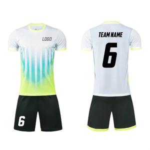 Camisetas de equipo de fútbol y fútbol azules y amarillas personalizadas de alta calidad para niños Diseño de logotipo de sublimación - Product Image 1