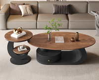 Table basse créative de style crème, ovale, pour petit appartement, style italien minimaliste, plateau en roche, table à thé