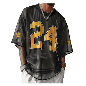 Camiseta de gran tamaño de malla cuadrada de nuevo diseño 2025 para hombre, ropa informal de algodón 100% - Product Image 3