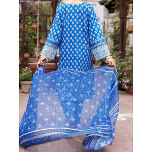 Ensemble Salwar Kameez 3 Pièces Bleu Non Cousu en Coton Dobby pour Femme – Collection Été 2026 – Tenue Ethnique Pakistanaise - Product Image 2