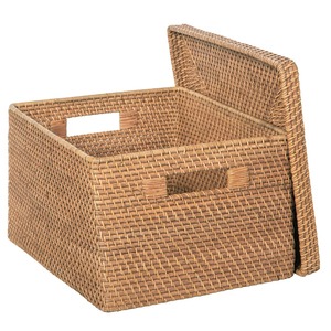 Cesta rectangular de ratán beige, cesta de almacenamiento hecha a mano, venta al por mayor, ecológica, hecha en Vietnam - Product Image 1