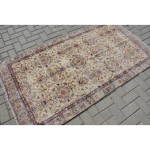 3.5x6.46 ft Rug, Turkish Vintage Rug, <b>Brown</b> Beige Animal Print <b>Wool</b> Rug - Product Image 2