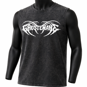 Camiseta sin mangas vintage para hombre con lavado ácido, estampado de letras góticas, estilo urbano, camiseta holgada tipo culturismo, chaleco de algodón personalizado para verano - Product Image 1