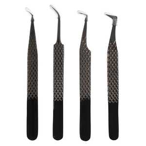 แหนบต่อขนตาปลายแหลมสแตนเลสสีดำทั้งหมด สำหรับมืออาชีพ ออกแบบมาเพื่อการต่อขนตาแบบวอลุ่มที่ดีที่สุด อุปกรณ์ต่อขนตาที่ดีที่สุด - Product Image 6