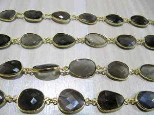 Cadena de conector de bisel de Briolette en forma de pepita de piedra lunar gris natural forma libre desigual 12 a 15mm - Product Image 3