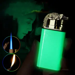 DEBANG Creativity Frosted Crocodile/dragon Lighter Refilling Metal OEM Butane Double Flame Cigarette Lighter