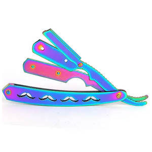 Maquinilla de afeitar Manual azul titanio para depilación, maquinilla de afeitar de acero inoxidable, maquinilla de afeitar recta de un solo borde, maquinilla de afeitar recta - Product Image 1