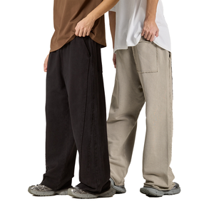 กางเกงลำลองผู้ชายสไตล์สตรีทพิมพ์โลโก้ตามสั่ง ทรงตรง ใส่สบาย ผ้าแคนวาสเนื้อปานกลาง 100% ผ้าฝ้าย MOQ ต่ำ ราคาถูก - Product Image 6