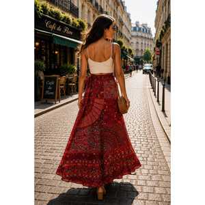 Natural Waistline Jaipuri Woven 100% Cotton Neptol Print <b>Wrap</b> <b>Around</b> <b>Skirt</b> up to XXL (CWS00016) - Product Image 3