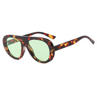Lunettes de soleil ovales vintage 2026 personnalisées avec logo, protection UV400, monture large, style pilote, pour hommes et femmes, motif léopard