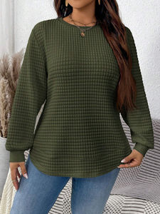 เสื้อสเวตเตอร์แบบสวมหัวของผู้หญิงเสื้อกันหนาวถักวาฟเฟิลวาฟเฟิลสีพื้นสไตล์มุกกำหนดเอง - Product Image 6