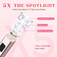 Lampe à ongles UV LED sans fil 2-en-1 BQAN avec pointe magnétique œil de chat, support pliable, écran LCD, mini séchoir à vernis gel