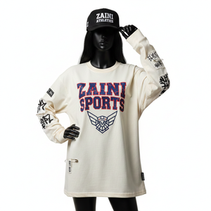 Camiseta de Manga Larga para Mujer, Tejido de Jersey de Algodón de Lujo, 225 GSM, Duradera, Suave al Tacto, Color Crema, Logotipo Personalizado Impreso en Algodón - Product Image 6