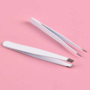 Haute qualité US populaire 2 pièces pince à épiler Extension de cils ensemble outils de dissolvant de sourcils de couleur blanche - Product Image 1