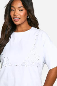 Strass imprimé 2025 surdimensionné 100% coton T-Shirt pour femmes et hommes 240GSM Premium couture qualité personnalisé Streetwear - Product Image 3