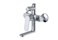 Système de douche mural moderne 3 fonctions en laiton chromé avec douchette pluie, bec verseur et mitigeur à douchette à main