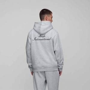 Custom Logo Design Heather <b>Grey</b> <b>Men</b> Plain 500 Gsm Heavy Cotton Thick Heavyweight Hoodie Blank High Quality Hoodies - Product Image 2