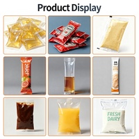 Machine de remplissage et d'emballage verticale pour sachets de jus et sauces, 3-200 ml, pour smoothies et liquides épais, avec contrôle PLC et scellage automatique