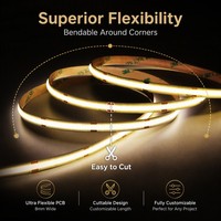 Tira de Luz LED COB Súper Brillante sin Puntos, 12V 24V CRI90+, Solución de Iluminación Lineal Flexible, PCB de 8mm, 320LEDs/m, para Estadios Deportivos, 10m