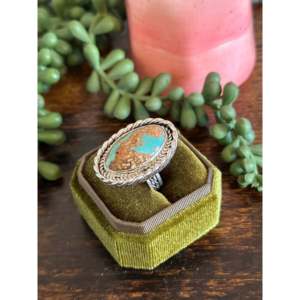Bague en argent sterling turquoise faite à la main par des artisans navajo, taille 7.25 - Bijou géométrique bohème tendance - Product Image 4