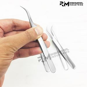 Pince à épiler en argent de marque privée RMI pince à cils Volume régulier Extension de cils incurvés pince à épiler en acier inoxydable - Product Image 4