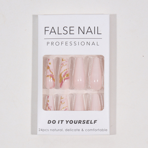 Vente en gros 24 pièces <span class=keywords><strong>Faux</strong></span> ongles en ABS Design marbré Ongles de doigt longs de ballerine à presser avec de la colle à ongles - Product Image 6