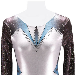 Maillot de Gimnasia Rítmica Personalizado con Pedrería, Tela Gris Degradada Mystique, Cómodo y Duradero de Poliéster - Product Image 3