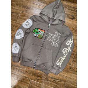 Sweat à capuche zippé de meilleure qualité pour hommes en hiver lourd 100% coton avec logo personnalisé respirant à séchage rapide décontracté - Product Image 4