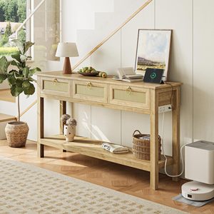 Gỗ giao diện điều khiển sofa bảng USB-C cổng 3 ngăn kéo Mở Kệ lối vào/tiền sảnh/hành lang lưu trữ tổng hợp bảng điều chỉnh bề mặt - Product Image 5