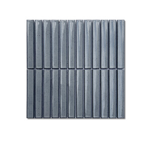 Bán Hot Shining phổ biến gốm sứ Glossy <span class=keywords><strong>Blue</strong></span> Strip hình dạng thủy tinh Gạch Mosaic cho trang trí nội thất - Product Image 5