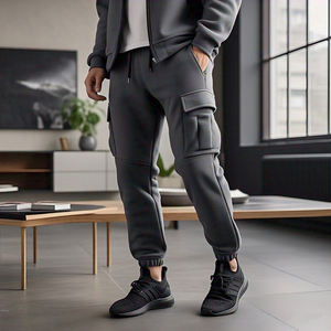 กางเกงคาร์โก้ผ้าฝ้ายโพลีเอสเตอร์สำหรับผู้ชายกางเกงวอร์มเอวสูงมีเชือกรูดสำหรับใส่วิ่งกางเกงวอร์มสำหรับผู้ชาย100% - Product Image 2