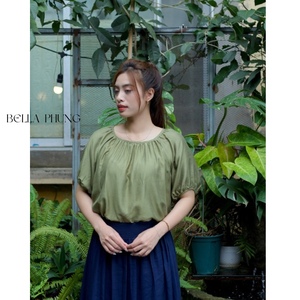 High Quality Women's Fashion Blouse Short Sleeves 15% <b>Linen</b> 85% Rayon Blend Formal Plaid Pattern Relaxed Elegance Natural Loose - Product Image 2