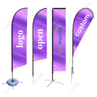 Prix d'usine maintenant ouvert drapeaux de plumes personnalisés personnalisés avec bannière de poteau Kit d'impression publicitaire double face à vendre
