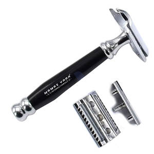 Maquinilla de Afeitar de Doble Filo Premium, Afeitado Suave, Reutilizable, Ecológica, Maquinilla de Afeitar Tradicional con Mango de Ébano Natural para Mujeres y Hombres - Product Image 1