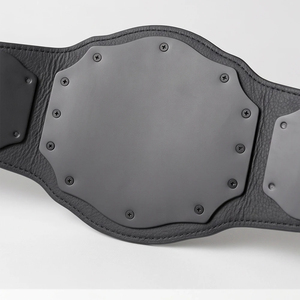 Ceinture de champion personnalisée, entièrement noire, avec plaques métalliques mates, en cuir vierge, pour boxe, MMA, lutte - Product Image 4
