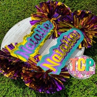 Bastón de Animación Personalizado con Pompones, Agitadores de Animación con Nombre Personalizado, Accesorio para Juegos Deportivos Escolares, Eventos y Reuniones de Animación