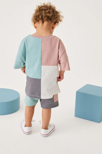 Conjunto de ropa informal de verano para niños 2023, camisetas gemelas de 9 telas para niños, pantalones cortos, camiseta bonita para niños, conjuntos de pantalones cortos, proveedor Paki a precio de fábrica - Product Image 2