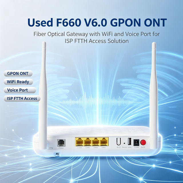 Used F660 V6.0 GPON ONT Fiber Optical Gateway with WiFi and Voice Port for ISP FTTH Access Solution